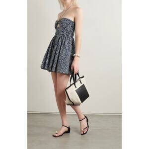 MATTEAU Cutout Ruched Floral-Print Cotton-Poplin Halterneck Mini Dress US 2